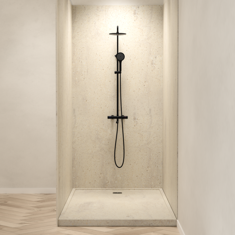 Receveur et 3 parois sur-mesure en Corian®